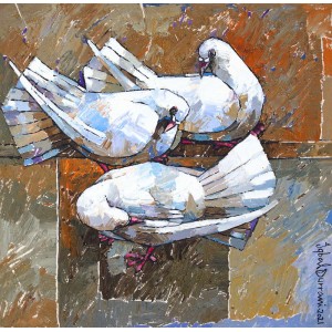 Iqbal Durrani, Sweet Slumber, 18 x 18 Inch, Oil on Canvas, Pigeon Painting, AC-IQD-208